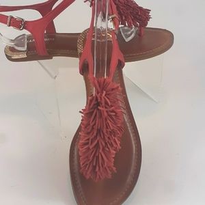 GIANNI BINI coral leather pastel sandals